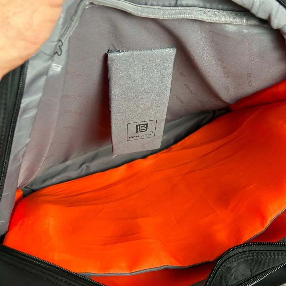 Brinch Black and Orange Laptop Bag with Professional Design